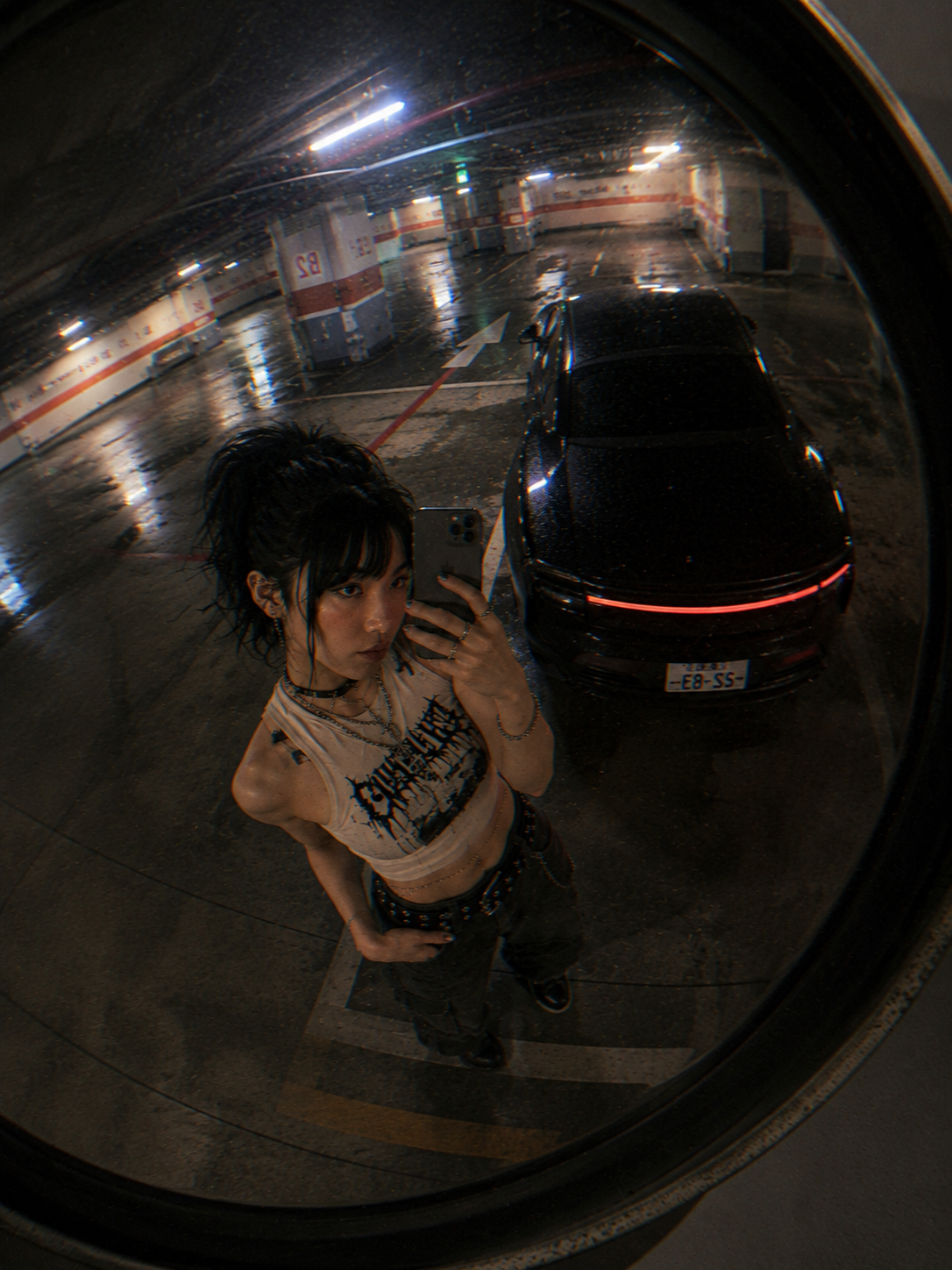 Convex Mirror Night Parking Selfie