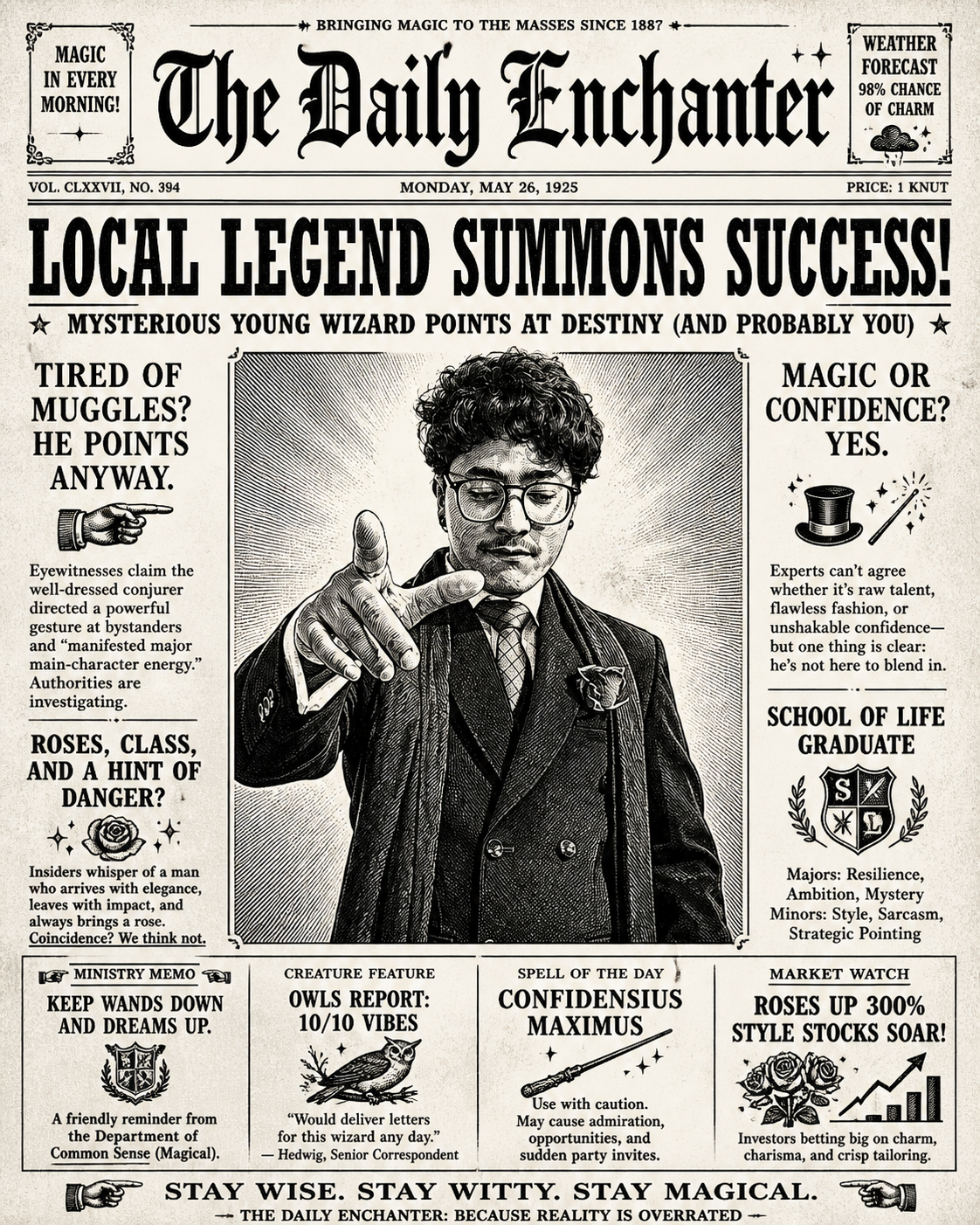 Vintage Newspaper Front Page Portrait